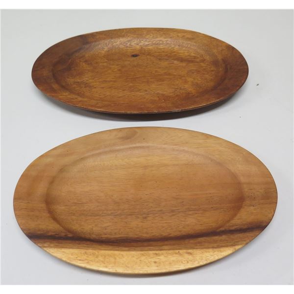 Qty 2 Oval Wooden Trays, Signed and Marked AKKK