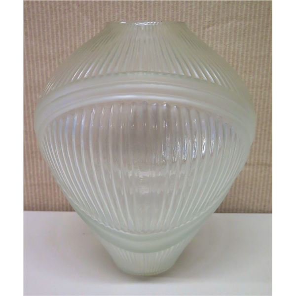 Tapered Glass Art Deco Vase with Frosted Glass Overlay Accent, 15" Tall