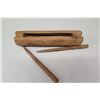 Image 2 : Polynesian Slit Log Wood Drum w/ 2 Sticks, Cook Islands, Inscription on Back