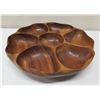 Image 1 : Large Round Carved Wood 7-Section Tray w/ Base, Approx 14" Dia, 3.5"H
