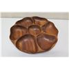 Image 2 : Large Round Carved Wood 7-Section Tray w/ Base, Approx 14" Dia, 3.5"H