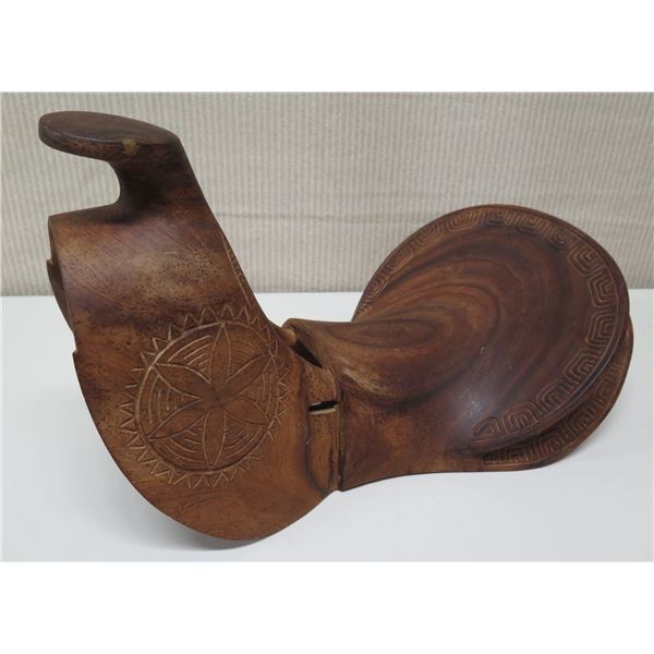 Carved Wooden Saddle, Approx. 21" L