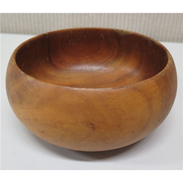 Round Koa Wood Bowl, Etch-Signed, Approx. 5.25" Dia, 3.25"H