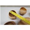Image 8 : Qty 8 Oval Coconut Footed Bowls w/ Carved Wooden Base & Wooden Plate