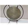 Image 2 : Round Metal Gong w/ Stand, Wood Mallet, Approx. 16" Tall