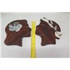 Image 2 : Man & Woman Carved Profiles w/ Mother of Pearl Accents, Approx. 12" H