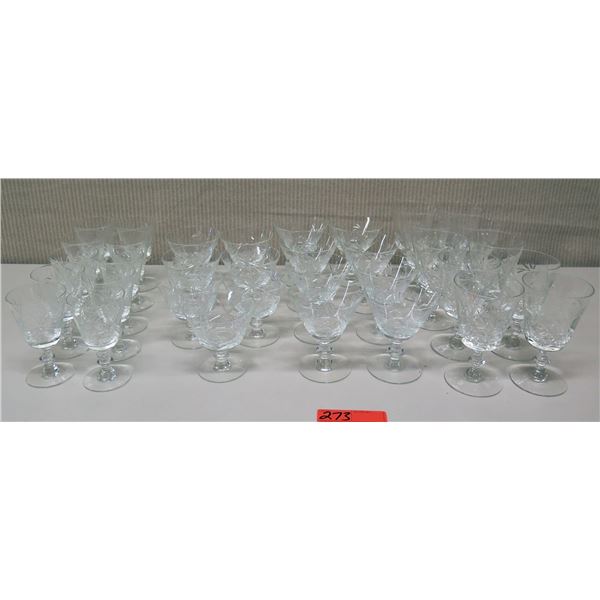 Approx. Qty 35 Glass Stemware, Various Sizes