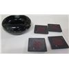 Image 1 : Qty 4 Square Drink Coasters & Round Tray
