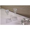 Image 2 : Qty 2 Glass Pillar Candle Holders & 4 Block Candle Holders