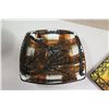 Image 2 : Qty 2 Glazed Square Plates, Palm Tree Motif, Signed