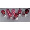 Image 2 : Qty 7 Cranberry-Hued Stemmed Beverage Glasses