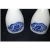 Image 2 : Qty 2 White & Blue Design Vases, Approx. 6" Tall - Porsgrund Norway