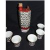 Image 2 : Ceramic Sake Decanter w/ 6 Matching Cups, Bears Maker's Mark (1 cup chipped)
