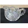Image 2 : Cut Glass Creamer w/ Handle & Pinwheel Design, Approx. 3" H