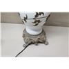 Image 2 : Vintage Ceramic White Lamp w/ Overlaid Leaf Accent & Ceramic Shade, Approx. 22" H
