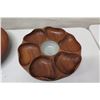 Image 2 : Round Wooden Bowl & 6-Section Serving Tray & 4 Wooden Utensils