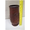 Image 2 : Tall 10" Carved Milo Wood Vase, Plumeria Motif, Marked "Milo, Honolulu"