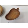 Image 2 : Round Tamarind Wood Bowl w/ Lid (Signed Clemente) & Fruit-Shape Bowl