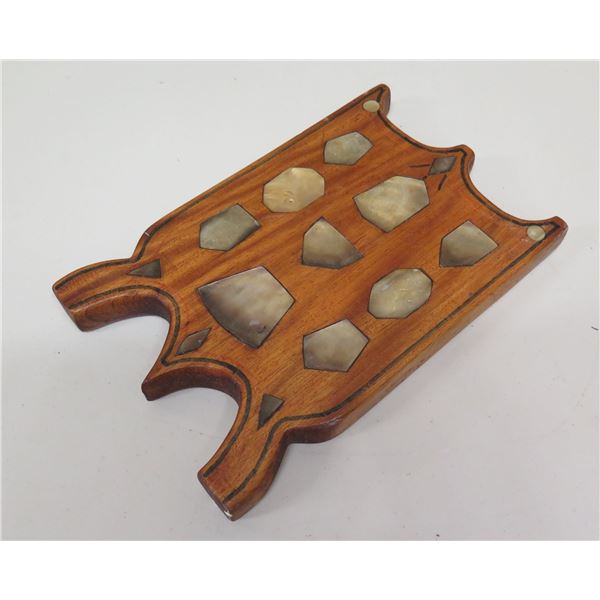 Wooden Wall Plaque w/ Inlaid Shell Accents "Aitutaki Cook Island", Approx. 11.5" Long