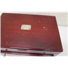 Image 8 : Wooden Flatware Box w/ Metal Handles & Drawer - Manchester Sterling