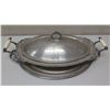 Image 1 : Serving Set - Platter w/ Handles, Oval Serving Tray w/ Lid & Glass Insert (WM Rogers & Son)