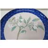 Image 2 : Large 18" Ceramic Blue Floral Plate Wall Hanging by "Morris '84"
