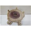 Image 2 : Carved Round Wood Plant Stand w/ Curved Legs, 13" Dia, 10.5" H