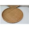 Image 2 : Qty 2 Large Woven Round Trays, 23" Dia.