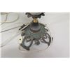 Image 9 : Vintage White Floral Porcelain Lamp on Metal Base w/ Glass Shade, 21.5" Tall