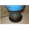 Image 8 : Blue Oriental Porcelain Lamp w/ Round Base & White Shade