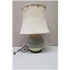 Image 2 : Round Ball Lamp with Blue/White Geometric Design, Approx. 24" Tall