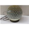 Image 3 : Round Ball Lamp with Blue/White Geometric Design, Approx. 24" Tall