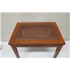 Image 2 : Wooden Side Table with Woven Cane Rattan Top & Tapered Legs 14"x20"x18"H