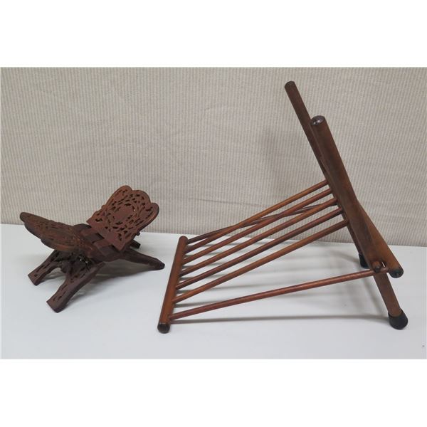 Carved Ornate Wooden Open Book Rest & Collapsible Wood Stand