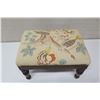 Image 2 : Wooden Footstool with Brocade Upholstered Top