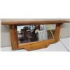 Image 1 : Wooden Mirrored Wall Shelf w/ Hooks