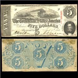 1864 Rare $5 Confederate Note High Grade (COI-4106)