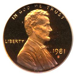 1981S T1 US Lincoln Proof Cent Coin Graded PR70 DCAM Red (COI-4182)