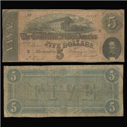 1864 Rare $5 Confederate Note High Grade (COI-4111)