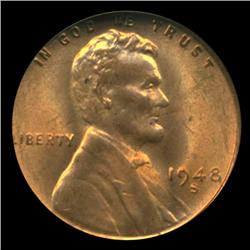 1948S Lincoln Cent Coin GEM Graded MS67 RED (COI-4160)