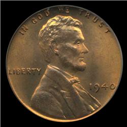 1940 US Lincoln Cent Coin Graded MS67 Red (COI-4197)