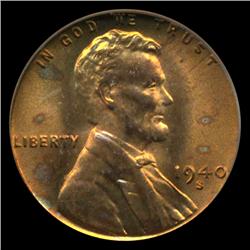 1940S US Lincoln Cent Coin Graded MS67 Red (COI-4200)