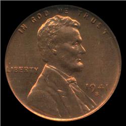 1941S US Lincoln Cent Coin NGC MS66 Red (COI-4201)