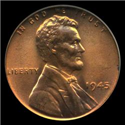 1945 US Lincoln Cent Coin PCGS MS66 Red (COI-4208)