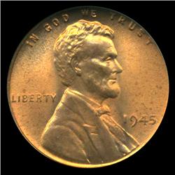 1945 Lincoln Cent Coin GEM Graded MS68 RED (COI-4209)