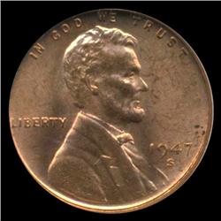 1947S Lincoln Cent GEM Graded MS67 RED (COI-4217)