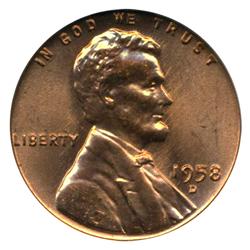 1958D US Lincoln Cent Coin PCGS MS66 Red (COI-4243)