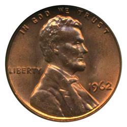 1962 US Lincoln Cent Coin Graded MS68 Red (COI-4254)