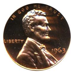 1963 PROOF Lincoln Cent Coin Graded PR69 CAM Red (COI-4257)