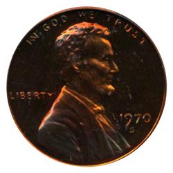 1970S LG DT PROOF Lincoln Cent Coin Graded PR69 DCAM Red (COI-4268)